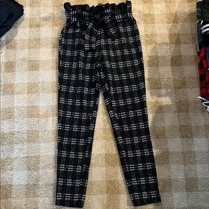 SHEIN Black and White Plaid Trousers